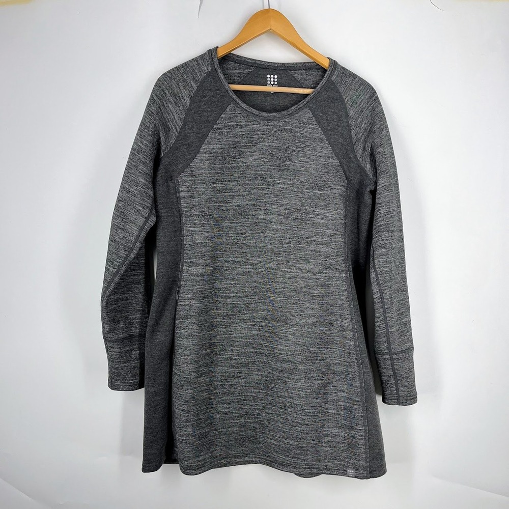 Title Nine Womens Gray Space Dye Long Sleeve Tunic Top Athletic Size L